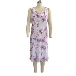 B. Smart Y2K Cowl Neck Lilac Purple Floral Mini Dress